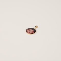 Gold Round Pendant with Portrait & Message