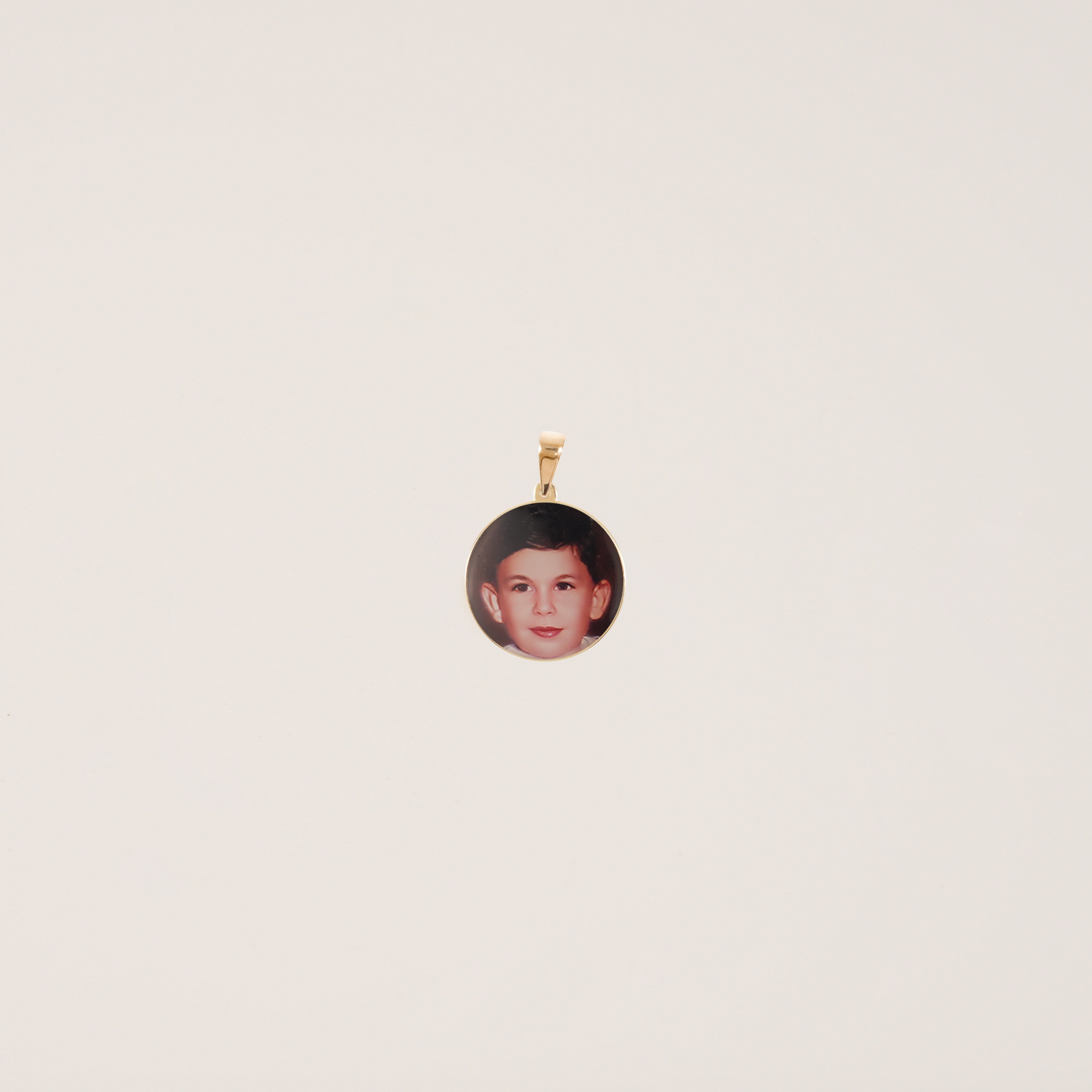 Gold Round Pendant with Portrait & Message