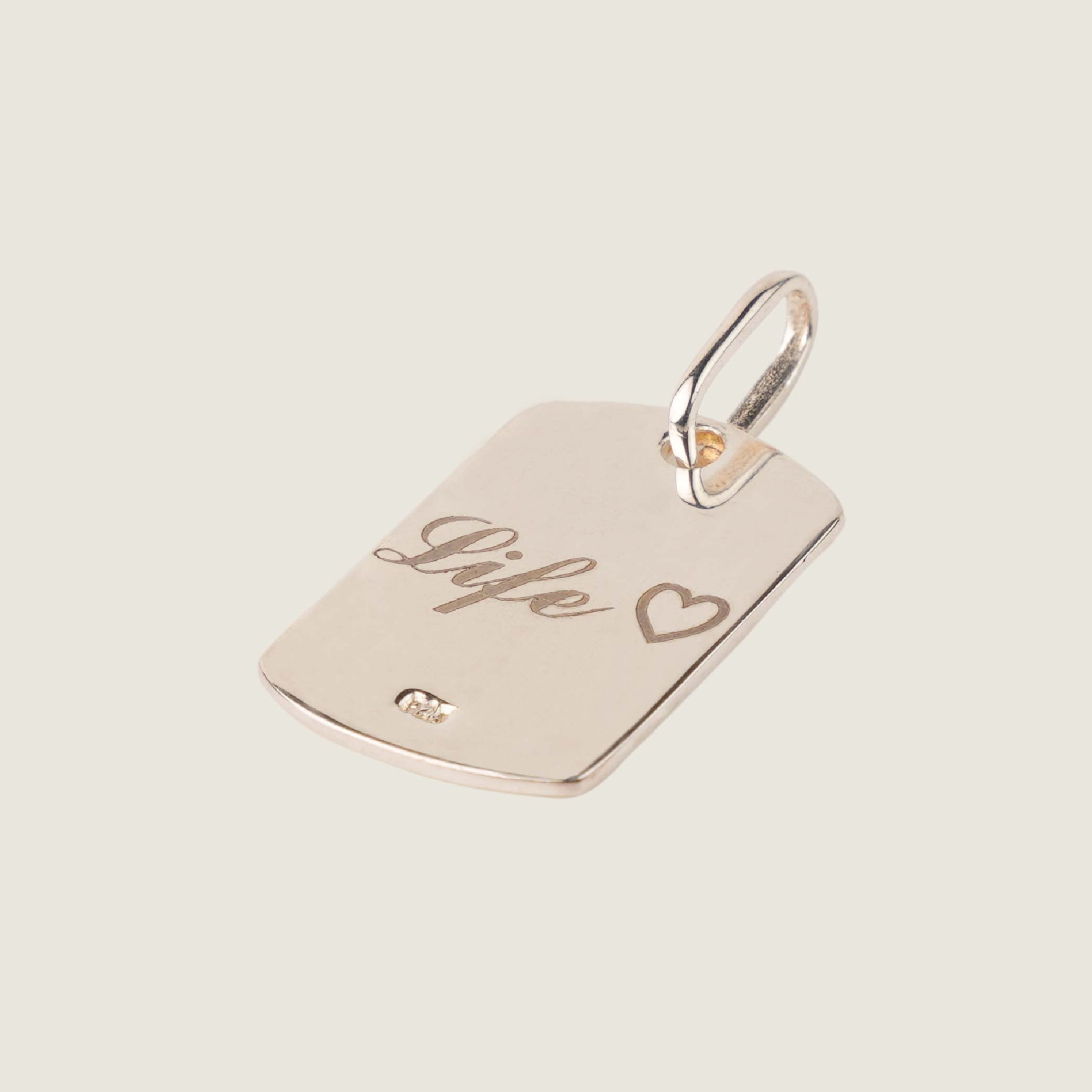 #PS44-White Imprinted Tag Pendant