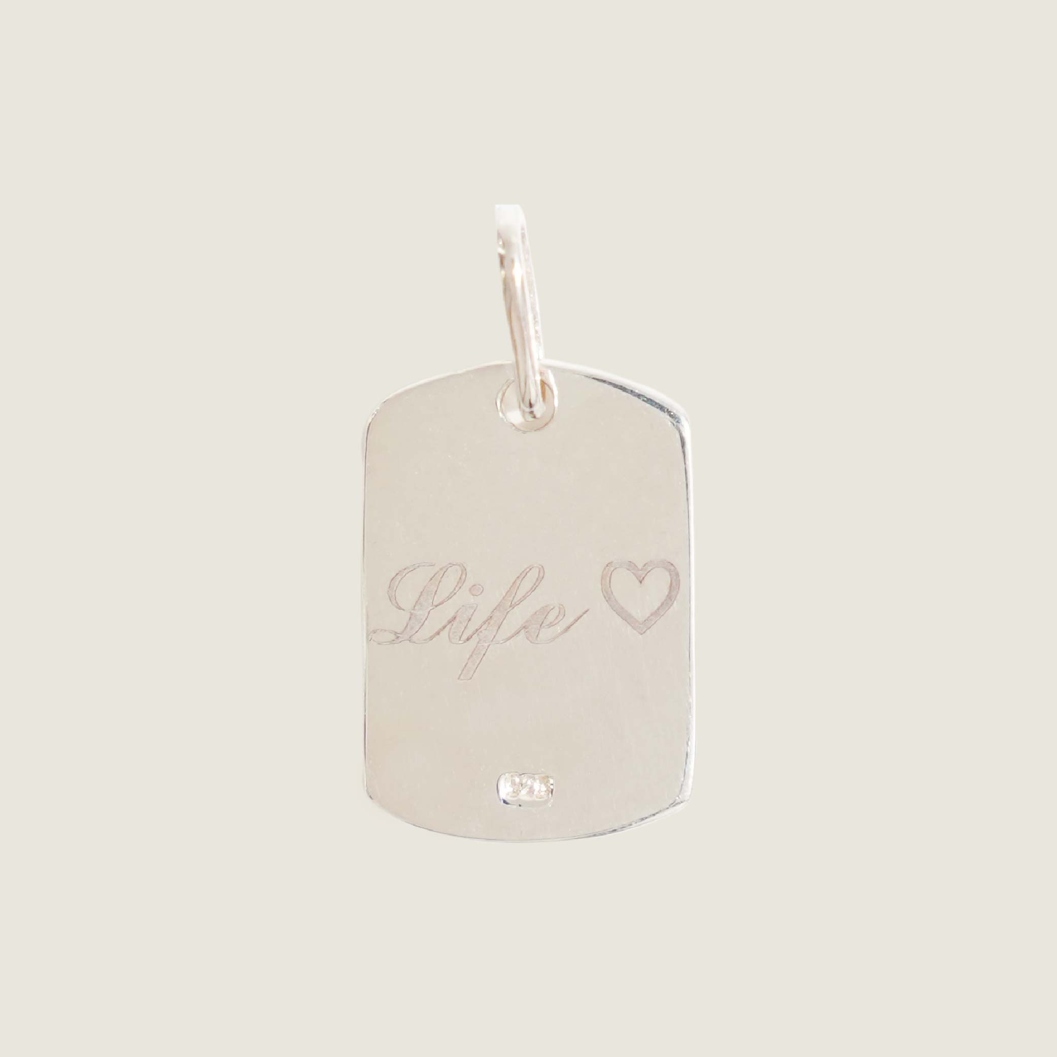 #PS44-White Imprinted Tag Pendant